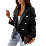 Zingj And Winter New Long Sleeve Double-Breasted Fashion PU Leather Suit Small