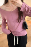 Girls' Long-Sleeved T-Shirt Women's New Solid-Color Bottomed Shirt With A Slim And Slim Design