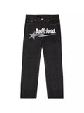Jeans Badfriend Letter Printed Pants Hip-Hop Baggy Jeans Original Old-Fashioned Punk Street