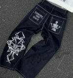 Wide-Legged Jeans Men's Fashion Black Baggy Jeans Men's Rap