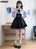 Japanese Black Short Skirt Vintage Gothic Ruffled Mini Skirts Lolita Harajuku Ball Gown Faldas Y2k Aesthetic Pleated