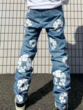 Loose And Comfortable Jeans Y2K Clothes Street Clothing Leisure Fashion Flower Printed Jeans