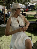 Summer Fashion Temperament Wide Swing Bow Trim Sleeveless Dress Dress Woman