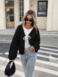 And Winter Sweater Women's New Knitted Shirt Loose Long-Sleeved Bow Tied With Cardigan Coat Top