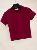 Crop Top T-Shirt Female Solid Cotton O-Neck Short Sleeve T-shirts for Women High Waist Slim Short Sport Femme