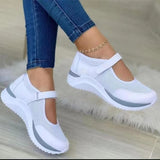 Zingj New Casual Single Shoes Women's Thick Soles Flying Weave Breathable Velcro Leisure Mesh Large Size Women's