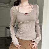 Aesthetic Halter Neck Bow Long Sleeve TeeOutfit