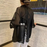 Women Blouses Solid Wear Early Spring Thin Pure Shirt Split Back Loose Sunscreen Long-sleeved Shirt Polo Collar Female