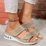 Zingj New Summer Ladies' Thick-Soled Slippers Water Drill With Air Cushion Slope Heel Large Size