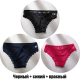 Floral Lace Women's Panties Female Hollow Out Mesh Briefs Transparent Low Rise Underwear Ladies Big Size Lingerie