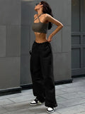 Pants Y2K Clothes Loose Drawstring Low Waist Joggers Trousers Women Casual Outfits Streetwear Baggy Wide Leg