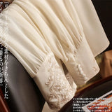 Industry Embroidered Silk Shirt Women's Autumn 2023 New Fungus-Rimmed Mulberry Silk Long-Sleeved