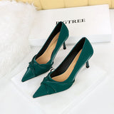 Zingj Stylish And Sexy Club Show Thin Heel, High Heel, Shallow Pointed Bow Women's Single