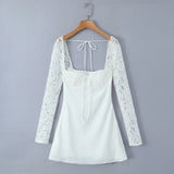 New Lace Sleeve Steel Support Slim Mini Dress In