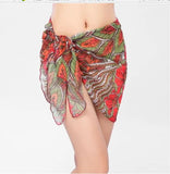 Summer Women's Short Skirt Print Beach Chiffon Silk Scarf Hanging Half-Dress