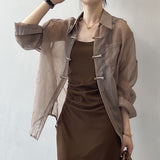 Year's Popular New Chinese Style Buckle National Style Shirt Women 2025 New Summer Thin Outside The Sunscreen Cardigan