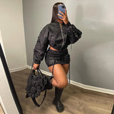 Zingj Functional Wind Straps Solid Color Overalls Ribbon Baseball Jacket Coat Low Purse Hip Skirt Fashion