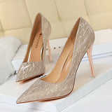 Zingj High-Heeled Women's Shoes Thin Heel High Heel Shallow Pointed Sequin Sexy Thin Nightclub Single Shoes Wedding