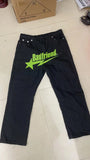 Letter Printed Jeans Men's High Street Fashion Brand Loose Straight Tube Casual