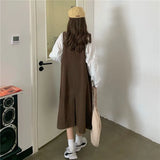 Zingj Suit Female Autumn 2024 New Retro Design Feeling Strap Skirt Round Collar Loose White Jacket Two Sets-Outfit