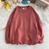 Korean New Women Basic O Neck Sweatshirt Spring Oversized Solid 12 Colors Hoodies 2022 Girls Casual Harajuku