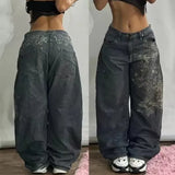 Zingj Sales Of New Loose Jeans Embroidered Hip Hop Casual Jeans High Street Men's High Waist Hip Hop 211-1-Outfit