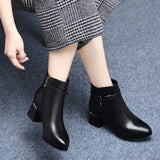 Zingj Heel Short Boots Women's Boots Winter 2023 New Medium-Heel Pointed Martin Boots Women's Thick Heel And Down Cotton Shoes Single
