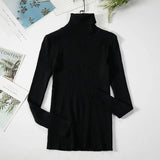 2021 Autumn Winter Sweater Knitted Women Khaki Long Sleeve Slim Casual Turtleneck Pullover Ladies White