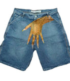 Zingj New Hip-Hop Funny One-Hand Pattern Printed Denim Shorts Men's High Street Fashion And Leisure 211-1-Outfit