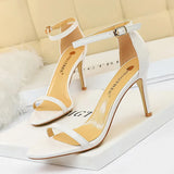 Zingj Fashion Simple Open-Toe With High Heels Patent Leather Sexy