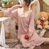 Nightgowns Women Long Sleeve Autumn Chic Popular Ulzzang Popular Vintage Female Nightwear Soft Loose Schoolgirls