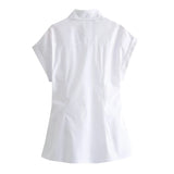 Spring Bow Tie Details Short-Sleeved Poplin Shirt Series