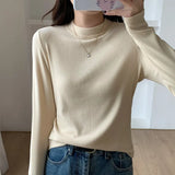 Knitted Semi-High Collar Bottomed Shirt In Autumn And Winter, The New Elastic Soft Waxy Pro-Skin Polished