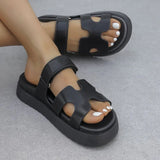 Summer New Thick Bottom Cool Slippers Large-Size Magic Sticker Outside Wearing Casual Women's