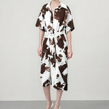 Women's Fashion Dress INS Temperament Fashion Printed Shirt Folded