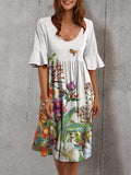 Floral Dresses Summer Vintage Sundress Female Beach Dress Half Sleeve Polka Dot Striped Women Boho Sexy Dress