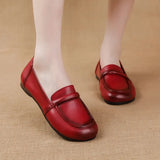 Zingj Flat-Bottomed Beef Rib-Soled New Love Shoes Korean Version Leisure Simple Leather Women's Singles Shoes Comfortable Mother