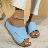 Thick-Sed Casual Slippers Women's Shoes 2025 New Wide Strips With Simple Fashion Fish Mouth Slope And