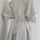Spring Autumn Casual Women LongTrench Coat Double Breasted With Belt Loose Coat Office Lady Fashion