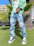 Loose And Comfortable Jeans Y2K Clothes Street Clothing Leisure Fashion Flower Printed Jeans