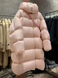 High Luxury Big 90 White Duck Down Down Jacket Women's Long 2024 Fashion Extremely Cold And Thick Puffs Warm Loose Coat-Outfit
