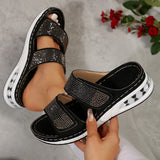 Zingj New Summer Ladies' Thick-Soled Slippers Water Drill With Air Cushion Slope Heel Large Size