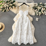 Sensation Socialite Dress Dress Heavy Industry Embroidery Three-Dimensional Lace Dress Design Sense Suspender