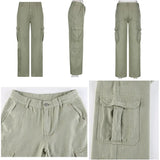 y2k Green Cargo Jeans Big Pockets Low Waisted Trousers Harajuku Casual Basic Sweatpants Women Retro Sporty Joggers