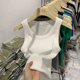 Girls Tight Anti-Smooth Threaded Vest Women's Spring And Summer Suit Slim Top Ins
