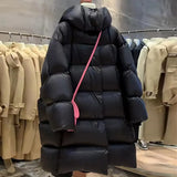 High Luxury Big 90 White Duck Down Down Jacket Women's Long 2024 Fashion Extremely Cold And Thick Puffs Warm Loose Coat-Outfit