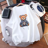 100% cotton cartoon printed short sleeve T-shirt women loose tops Summer streetwear O-neck sweet girls tee shirt