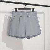 Zingj Photo Suit Shorts Female 2024 Summer New High Waist Loose Blue Five Split Pants Straight Tube Hong Kong Flavor Casual