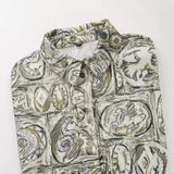 New Printed Lapel Shirt Dress With Belt Cuffs Bow Tie For Women