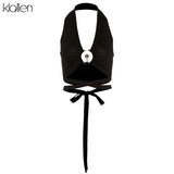 Summer Sexy Hollow Out Backless Bandage Solid Rib Knit Women Tank Top 2021 New Simple Casual Skinny Basic Female